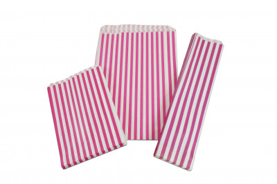 5" x 7" (125 x 175mm) Pink Candy Stripe Bags Strung - 301418S